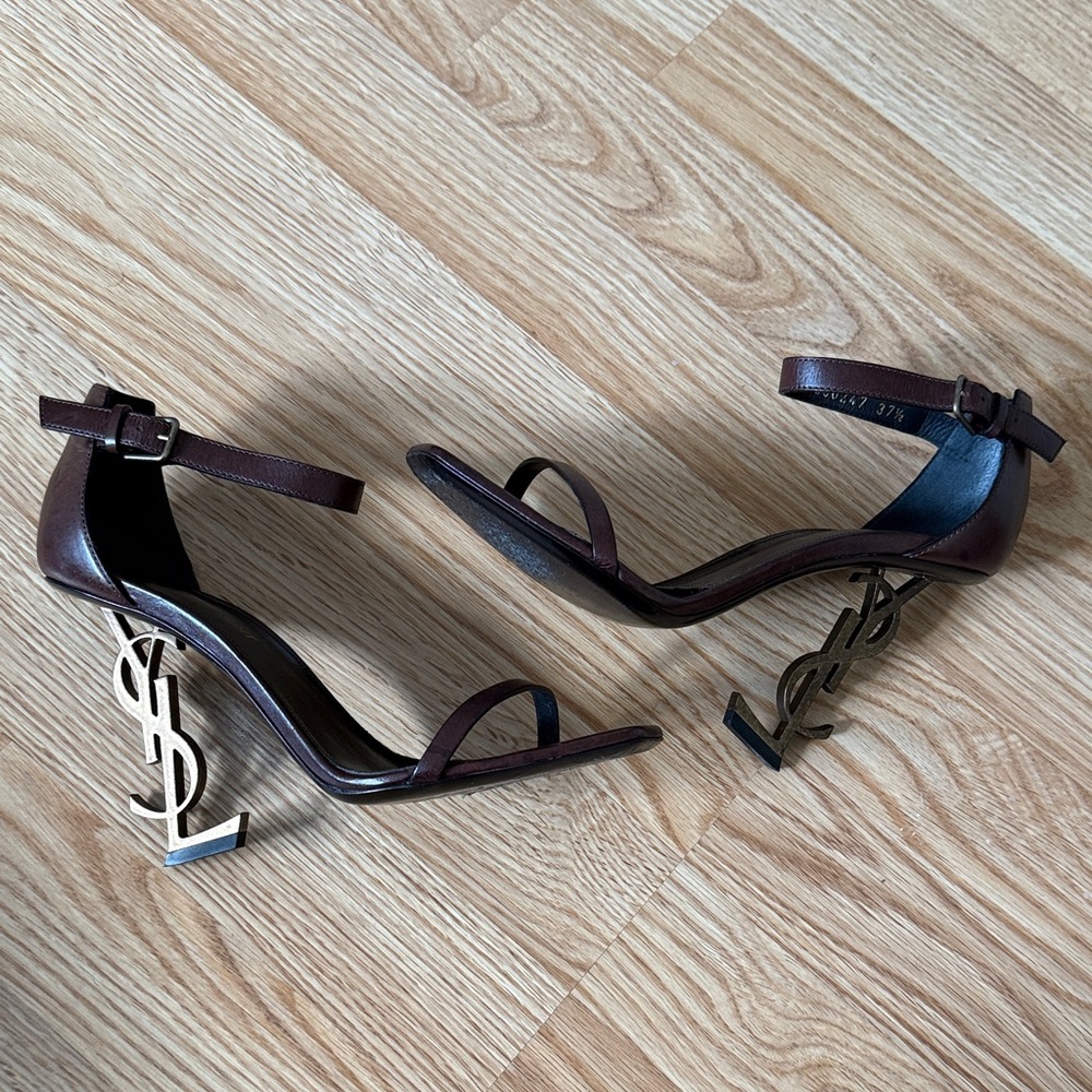 Saint Laurent YSL Brown Heels Size 37.5 Women's